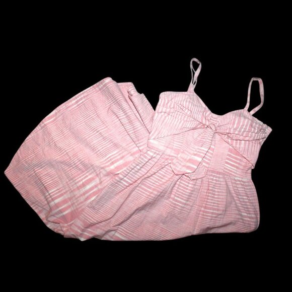Anthropologie Whit Two Pink Midi dress Striped Twist Knot Cotton Neck Size 4P - Picture 8 of 11